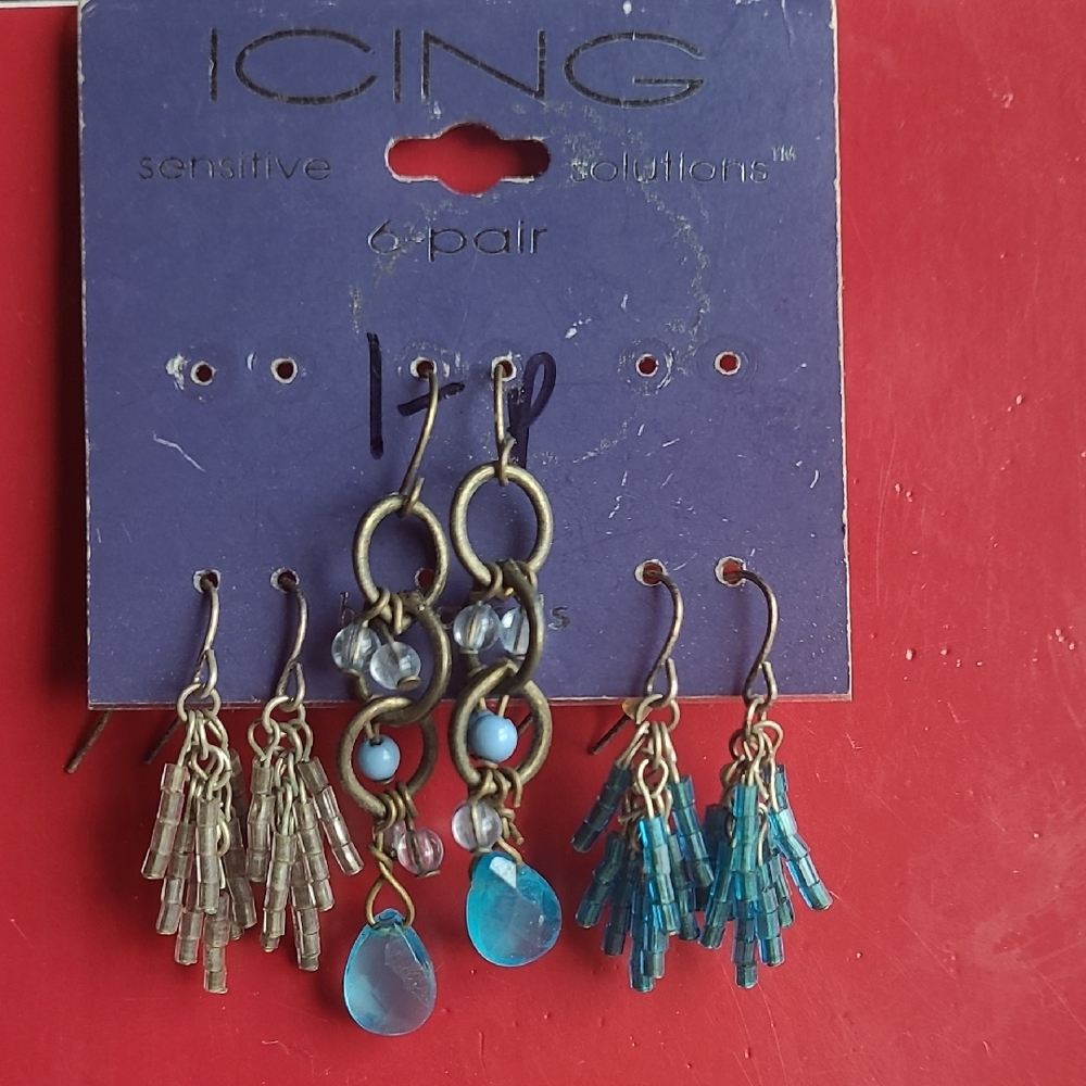 Icing Blue and Gold Earring Set